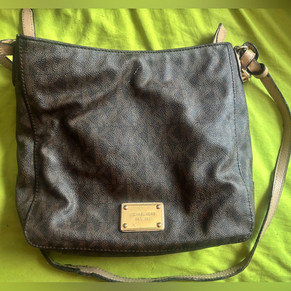 Michael Kors Brown Textured Bag with Gold Accents